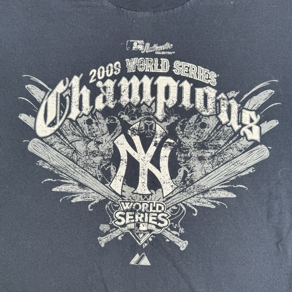 New York Yankees 2009 World‎ Series T Shirt Blue Size XXL Vintage A style Tag